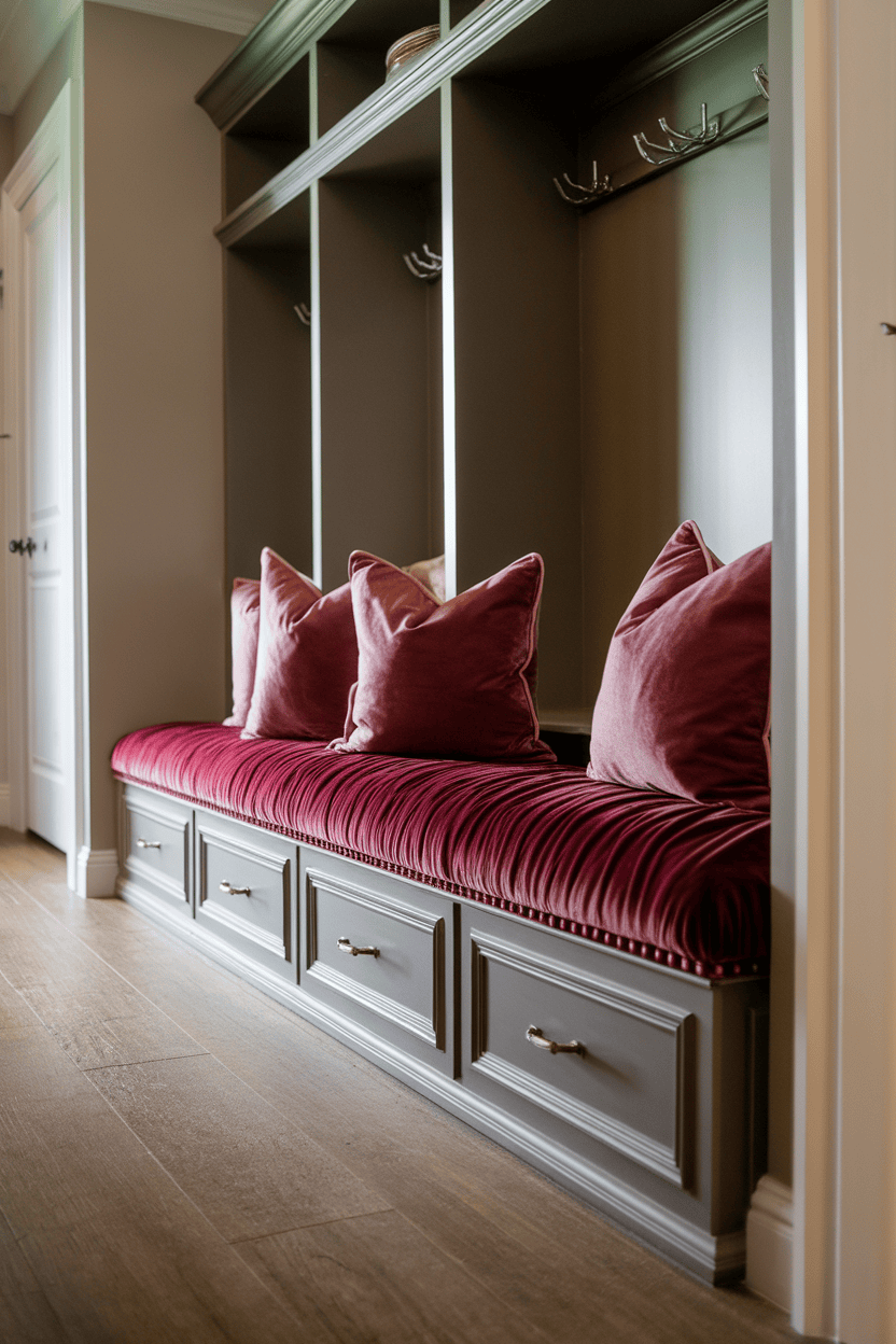 Elegant Velvet Benches for Stylish Mudrooms