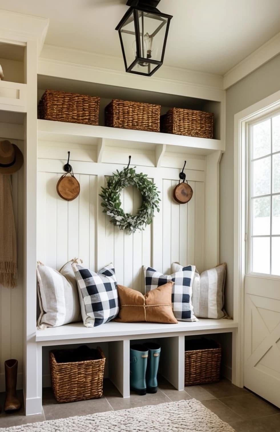 Inviting Bench Corner with Seasonal Touches