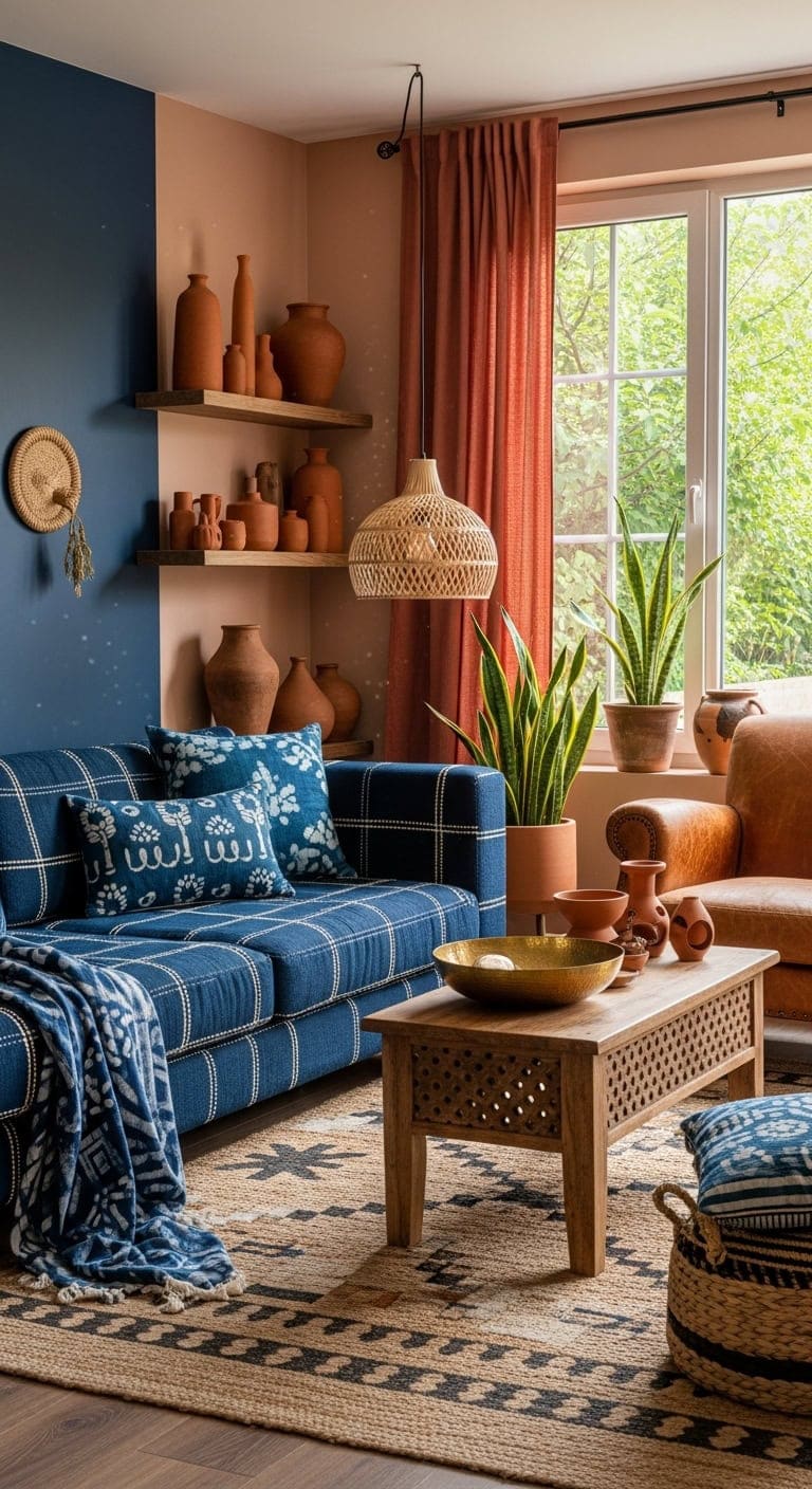 Earthy Elegance with Artisan Textiles and Clay Accents