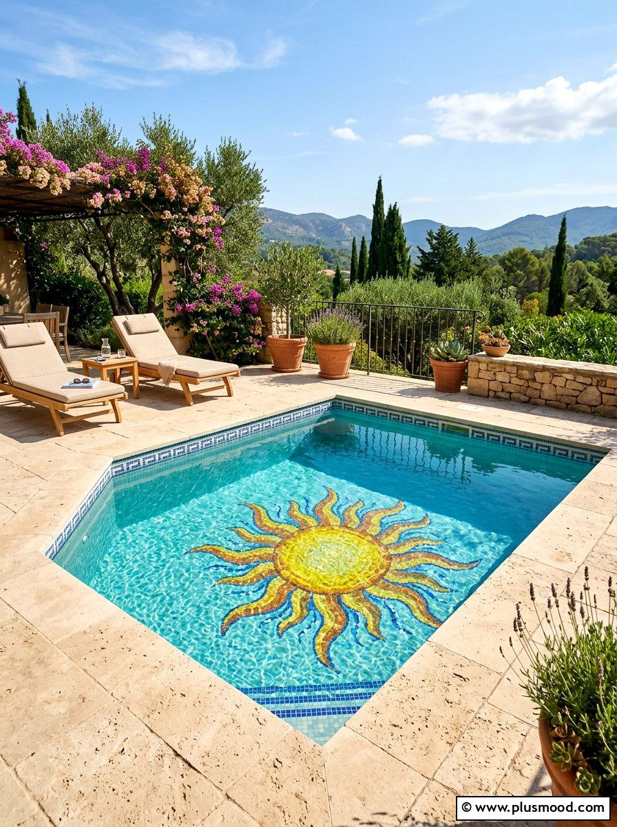 Artistic Tile Accents for Compact Pools