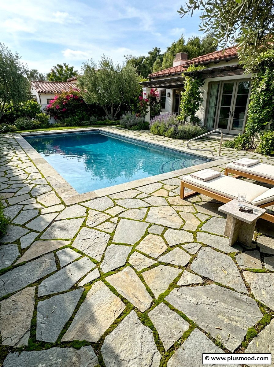 Stylish Stonework Patio for Compact Pools