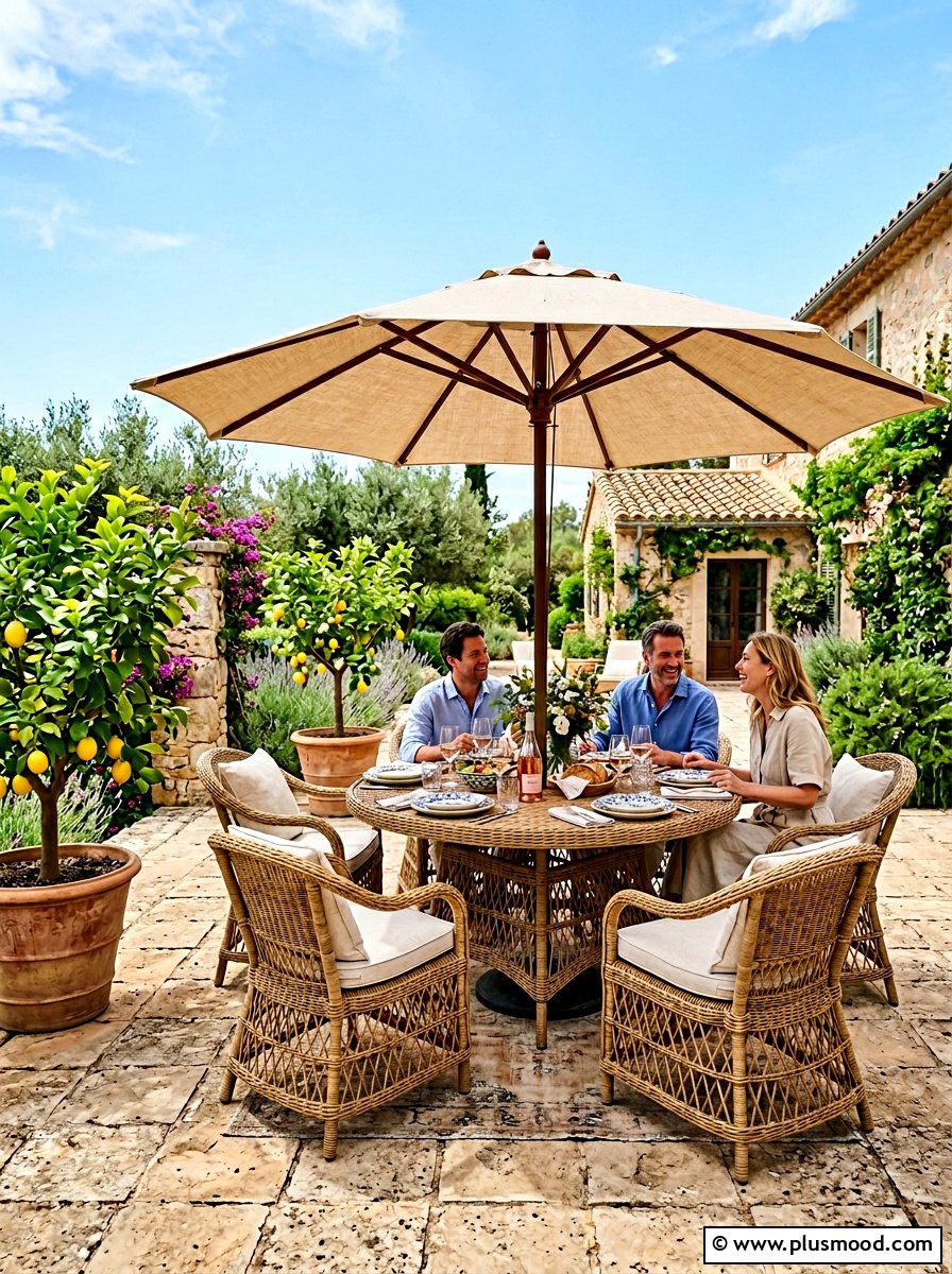 Chic Round Wicker Dining