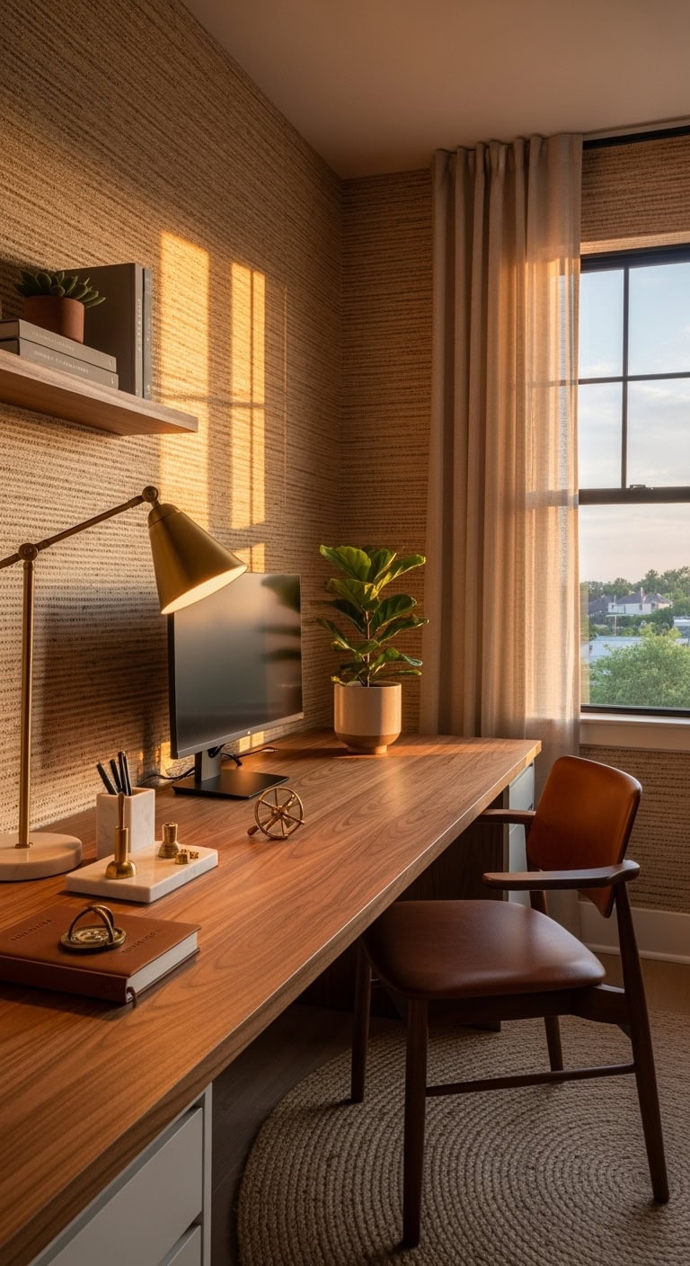 Natural Elegance: Creating a Calm and Stylish Home Office Environment
