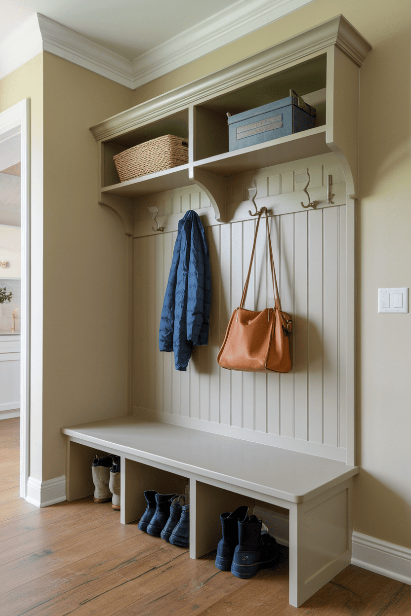 Sleek Wall-Mounted Bench for a Clutter-Free Mudroom