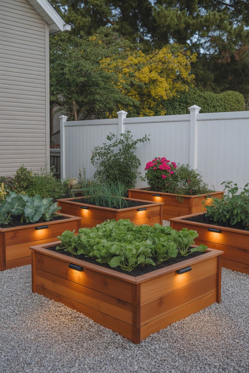 Raised Beds with Built-In Lighting