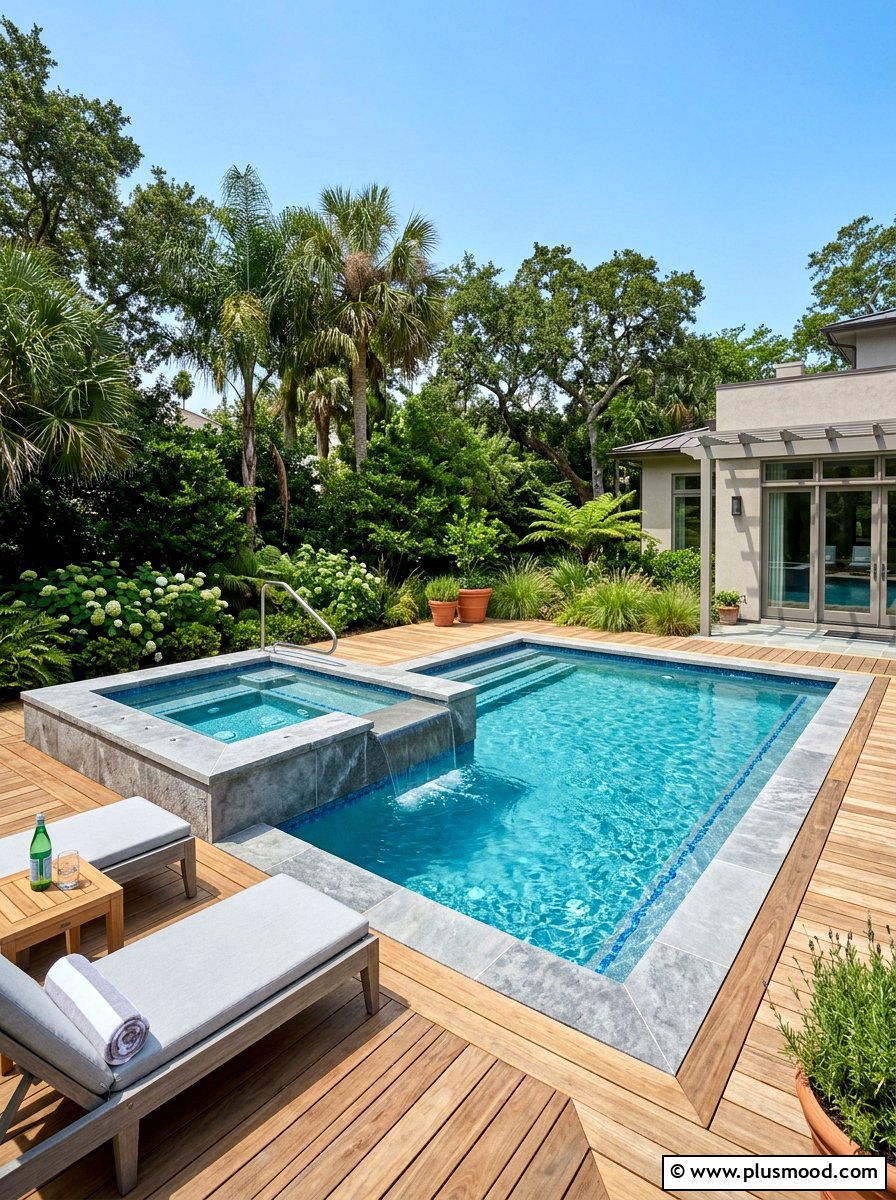 Intimate Pool and Overflow Hot Tub Design
