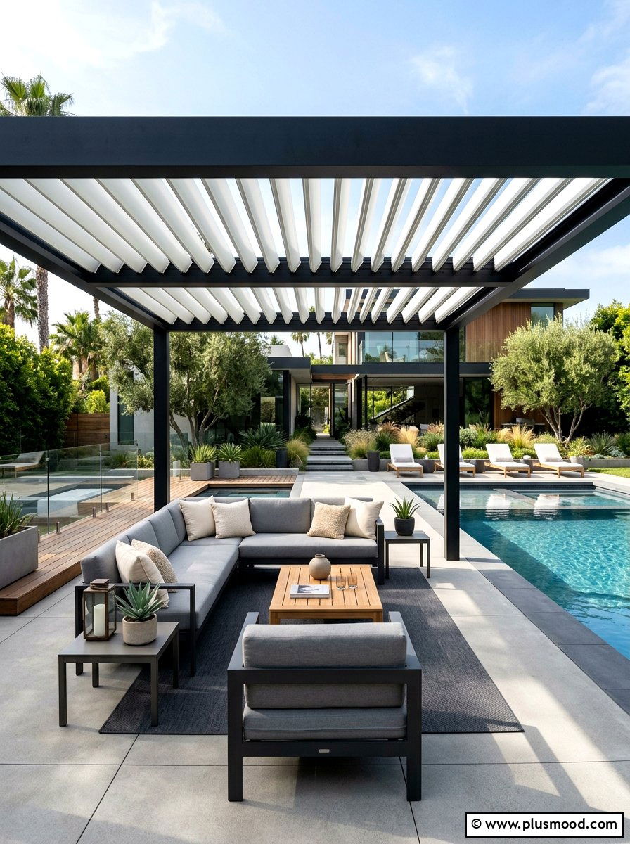 Sleek Pergola Oasis by the Pool