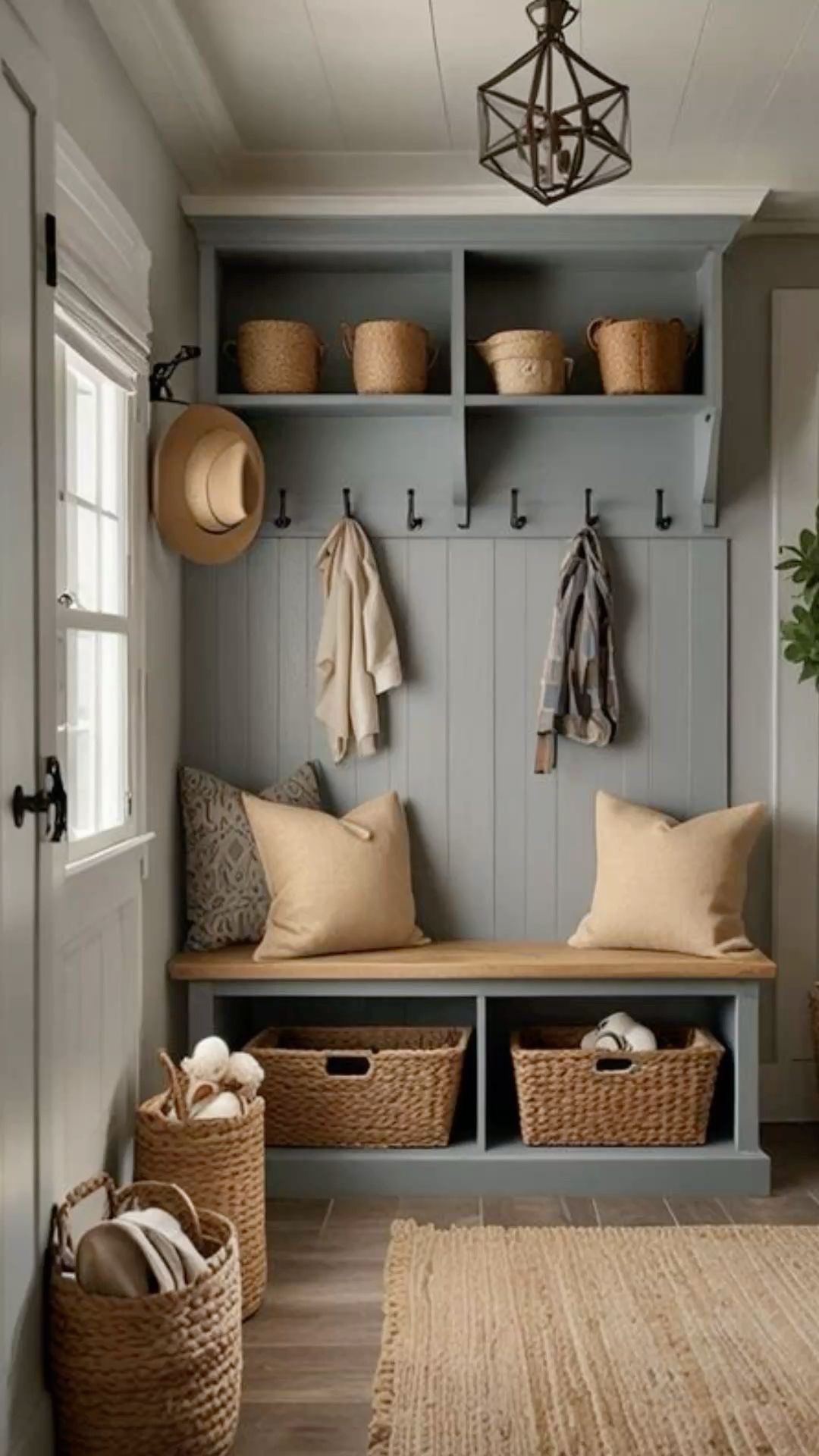 Charming Small Mudroom with Decorative Wall Detailing