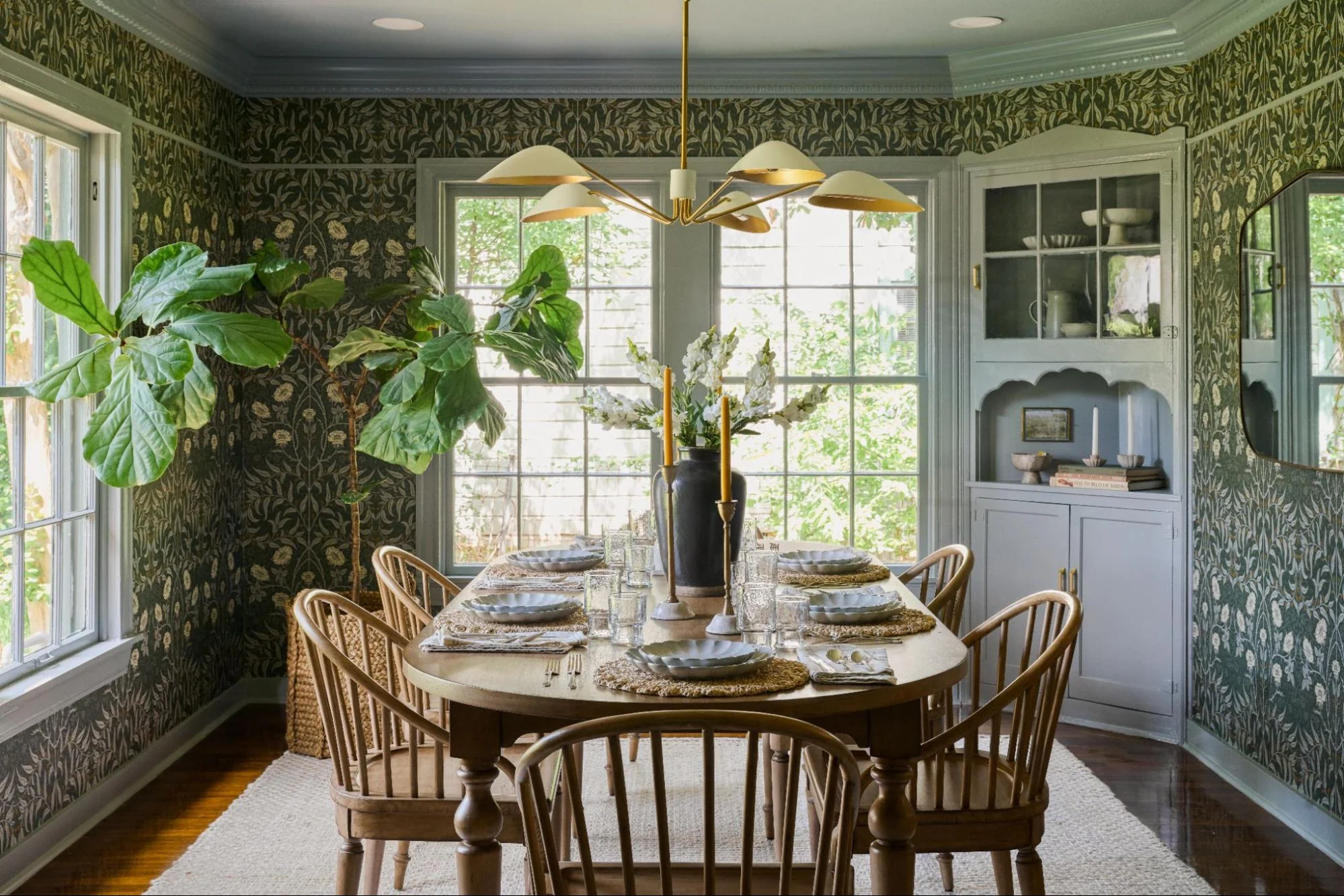 Inviting Dining Space with Lush Botanical Accents