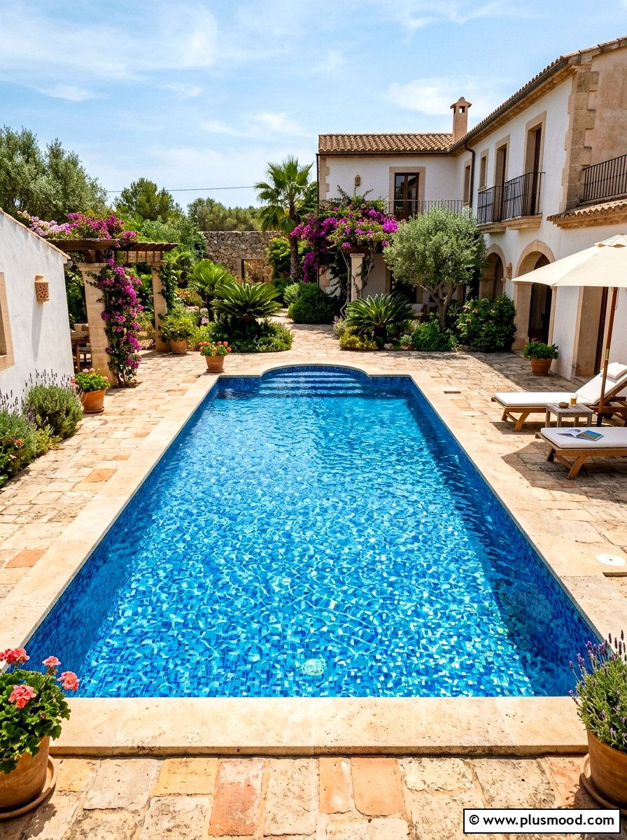 Luminous Blue Mosaic Accents for Stunning Poolscapes