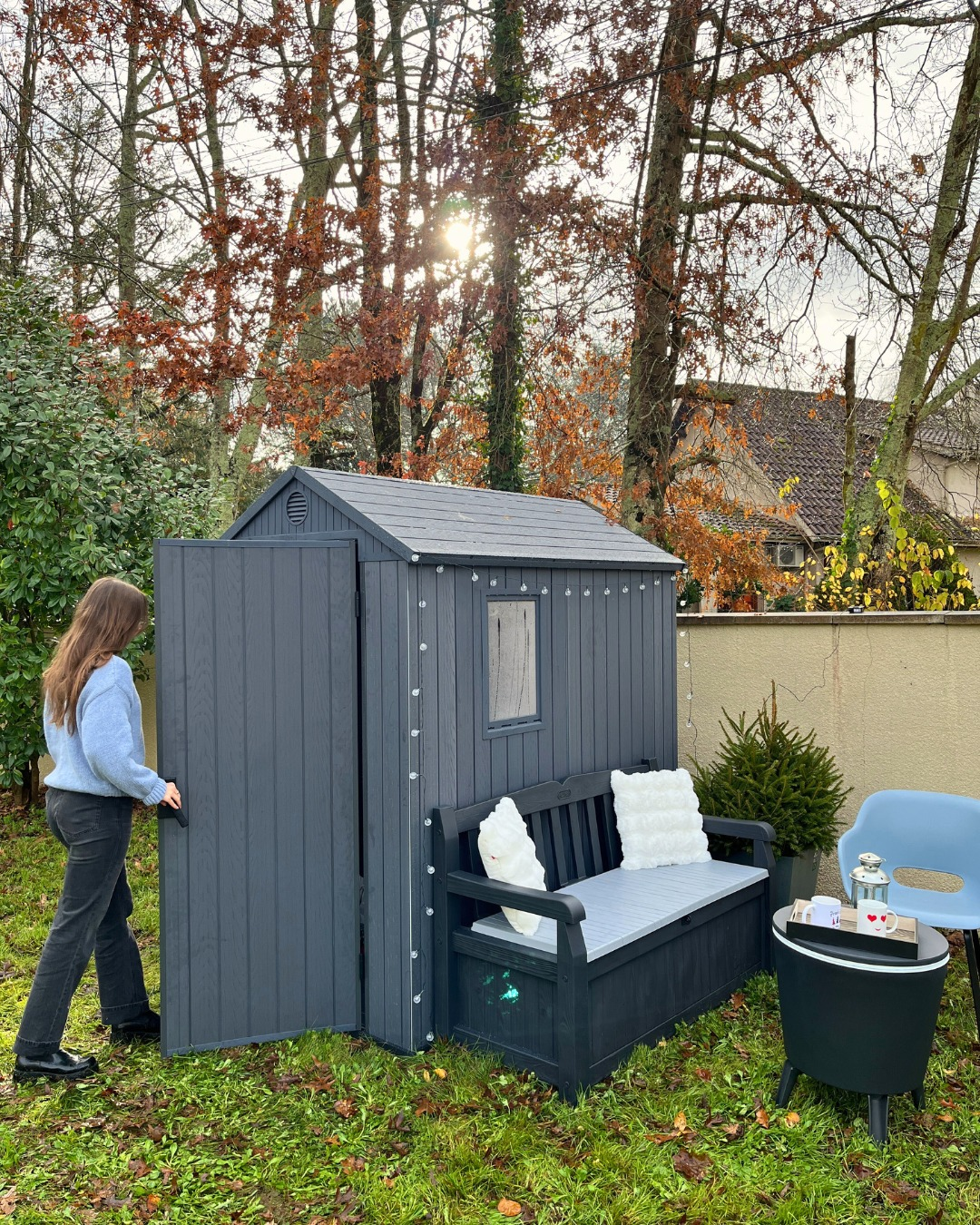 Compact Garden Shed Transformed into a Cozy Nook