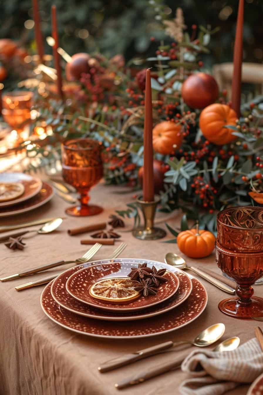 Rustic Warmth: Cinnamon Stick and Apple Centerpiece with Spiced Elegance