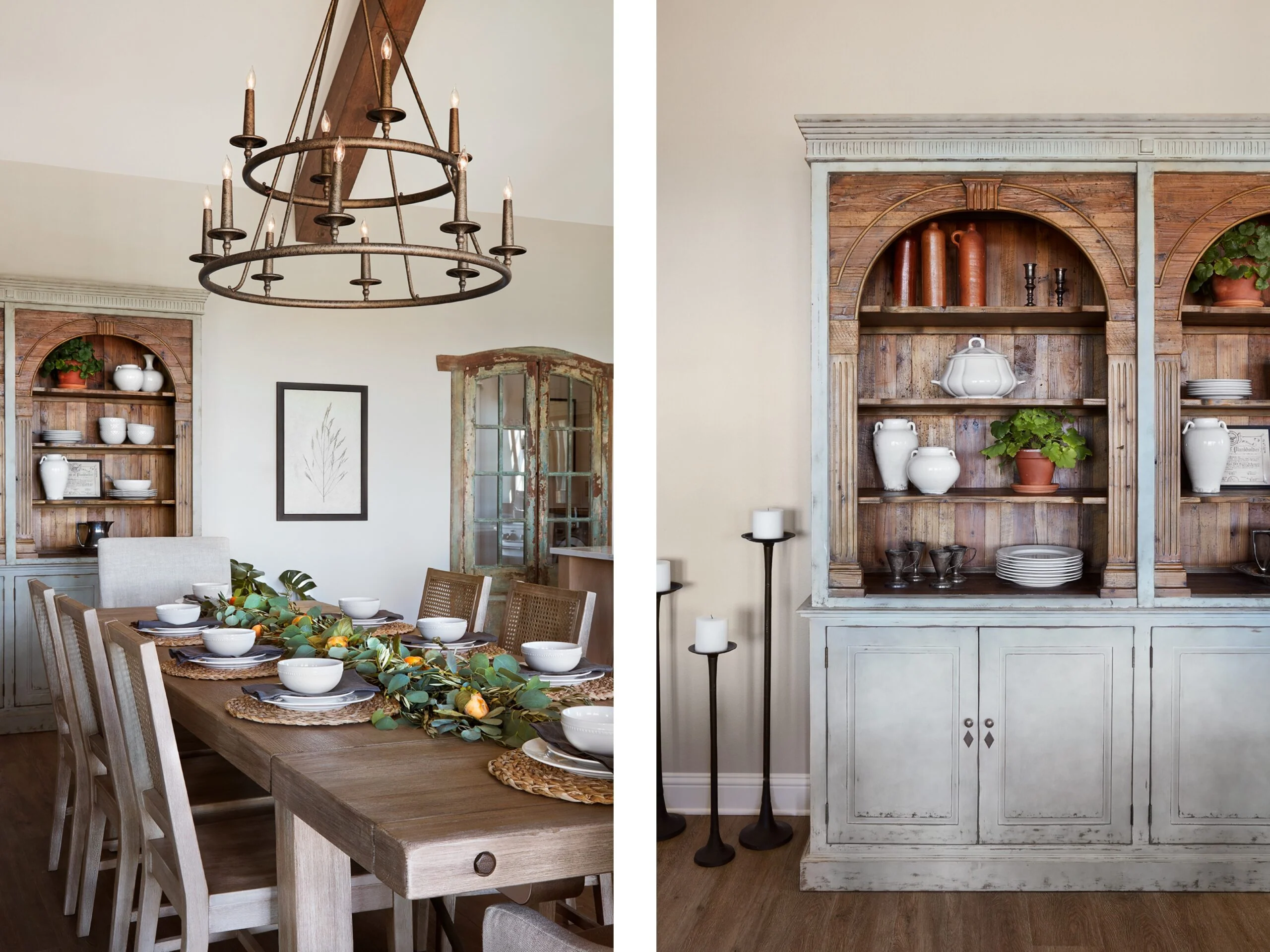 Charming Farmhouse Dining with Exposed Wood Accents