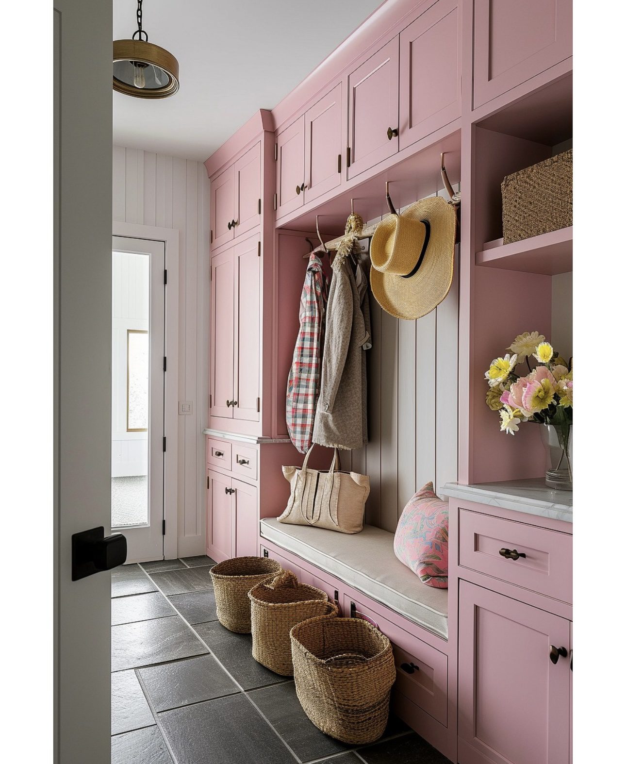 Charming Blush Built-In Mudroom