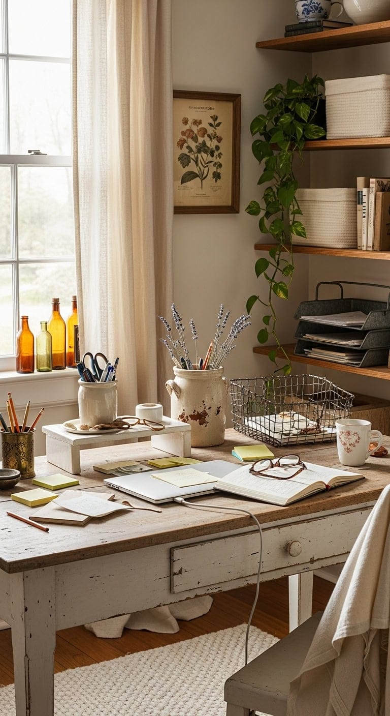 Rustic Elegance: Revive Vintage Finds for Office Organization