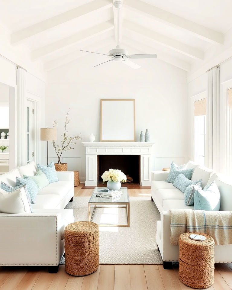 Serene Coastal Minimalism for Your Beach House Living Area
