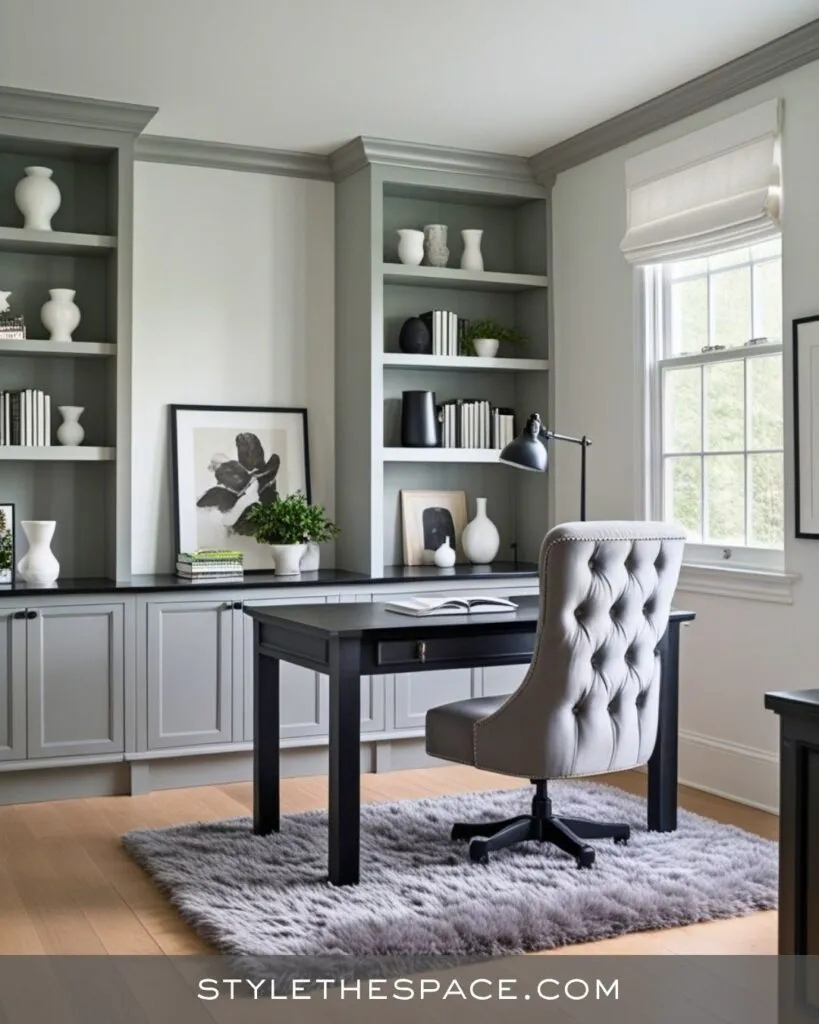 Elevated Elegance: Monochrome Home Office Sanctuary