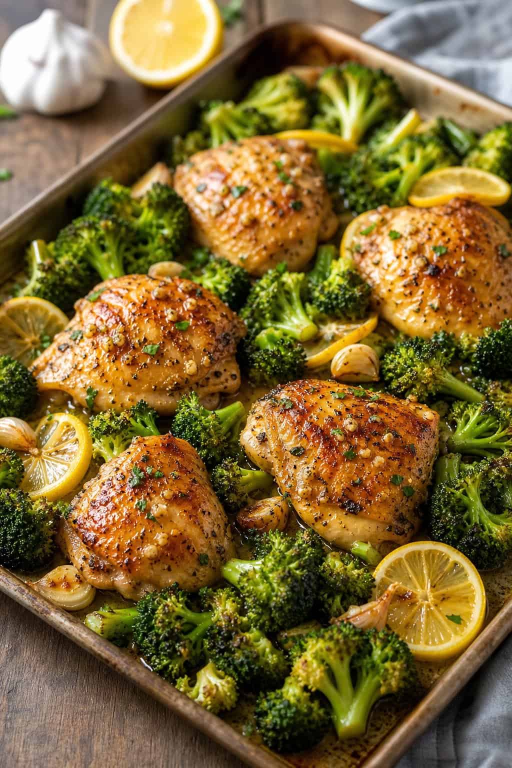 One-Pan Lemon Garlic Chicken with Roasted Broccoli