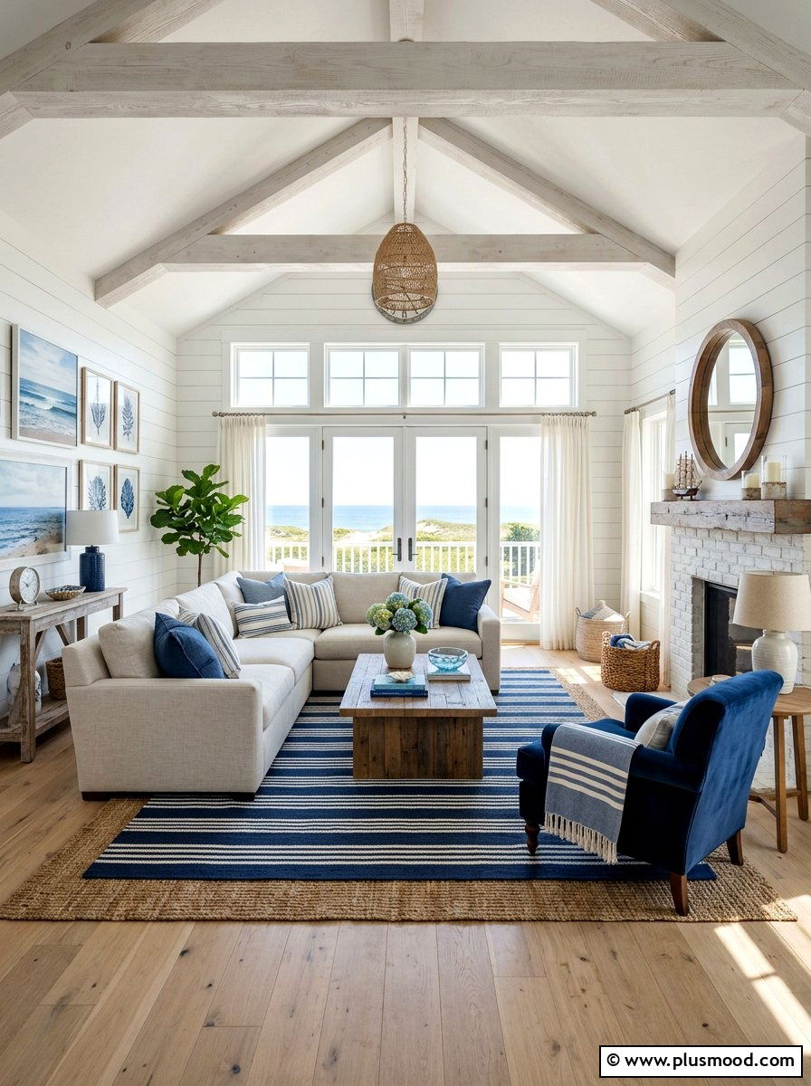 Coastal Farmhouse in Blue and White Hues