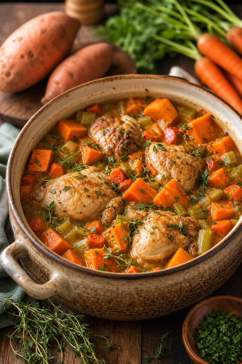 Hearty One-Pot Chicken and Sweet Potato Stew