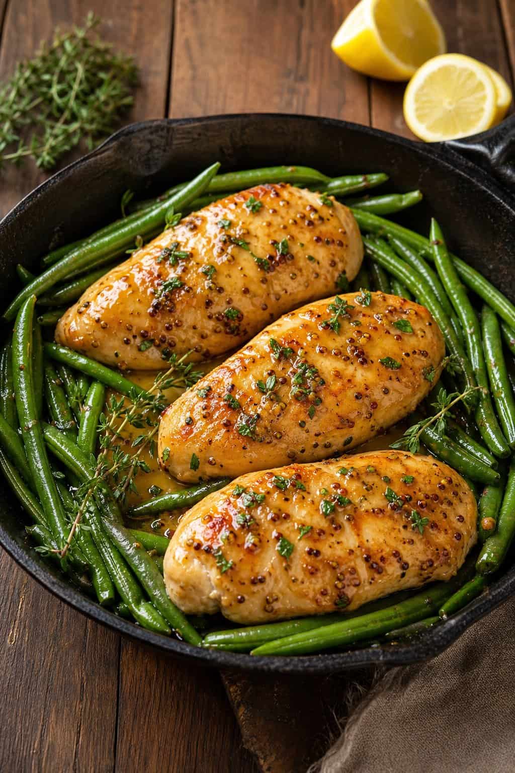 Honey-Mustard Chicken Skillet with Tender Green Beans