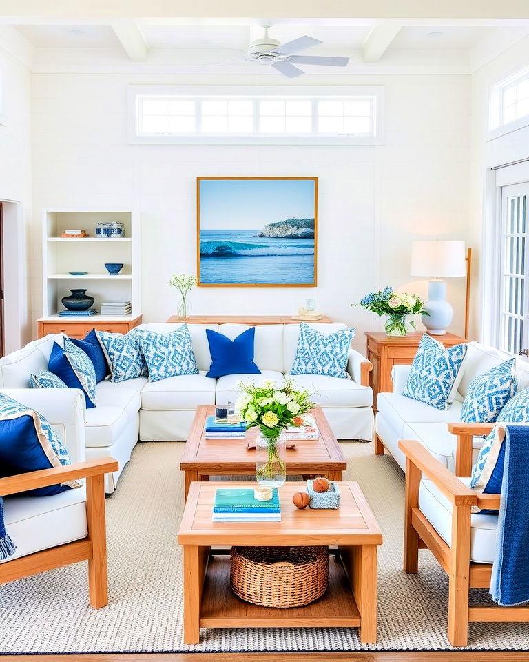 Coastal Calm: Embracing White and Blue for a Refreshing Living Room