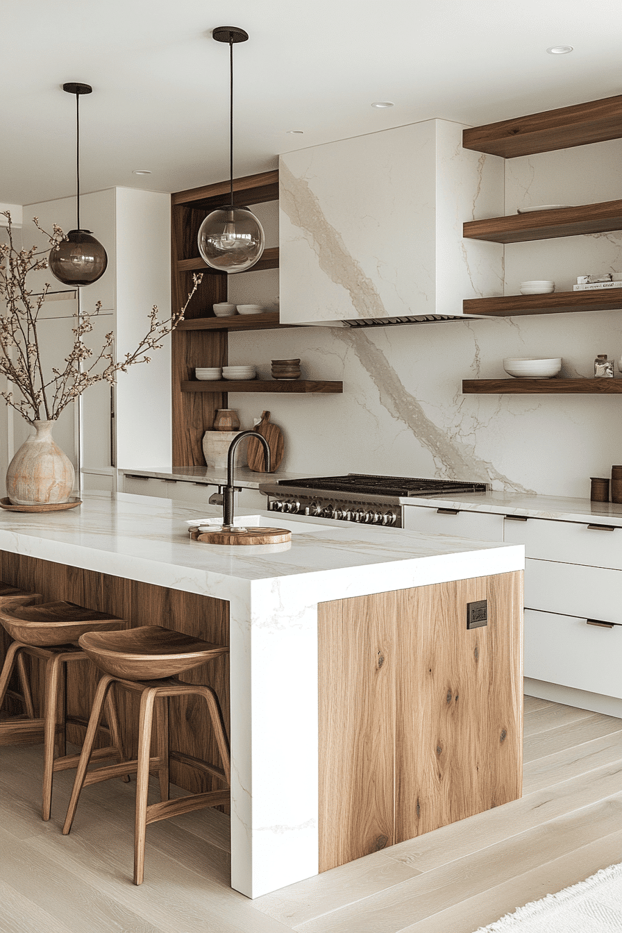 Cozy Wood-Toned Minimalist Kitchen