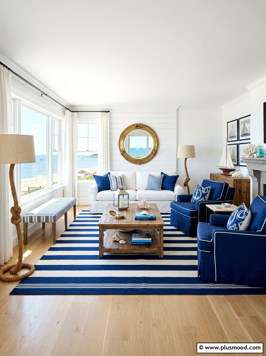 Summer Serenity in Nautical Blue Living Rooms