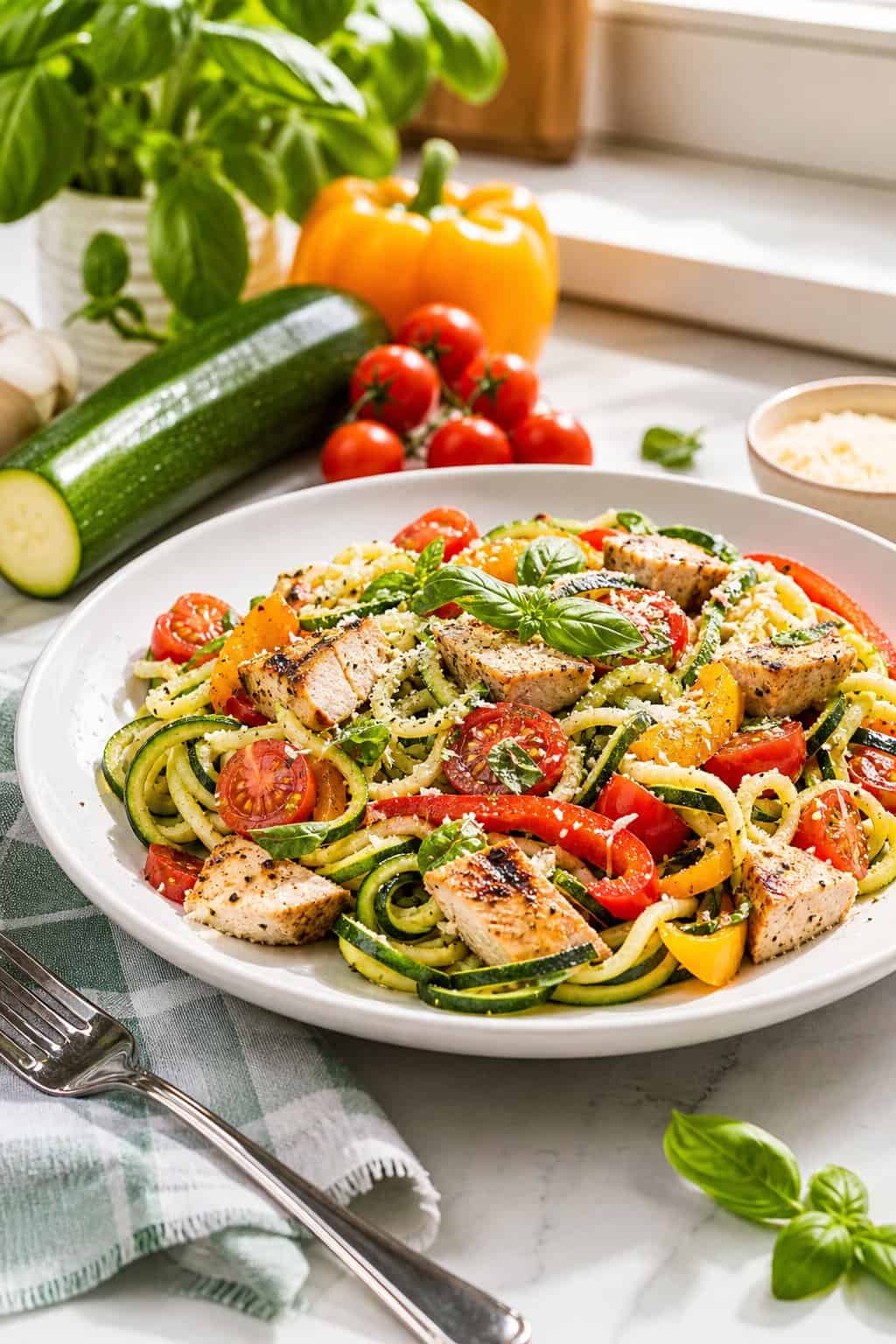 Lemony Chicken and Veggie Spiral Medley