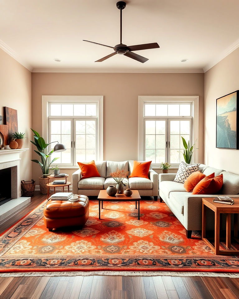 Cozy Up Your Living Room with a Rustic Terracotta Rug