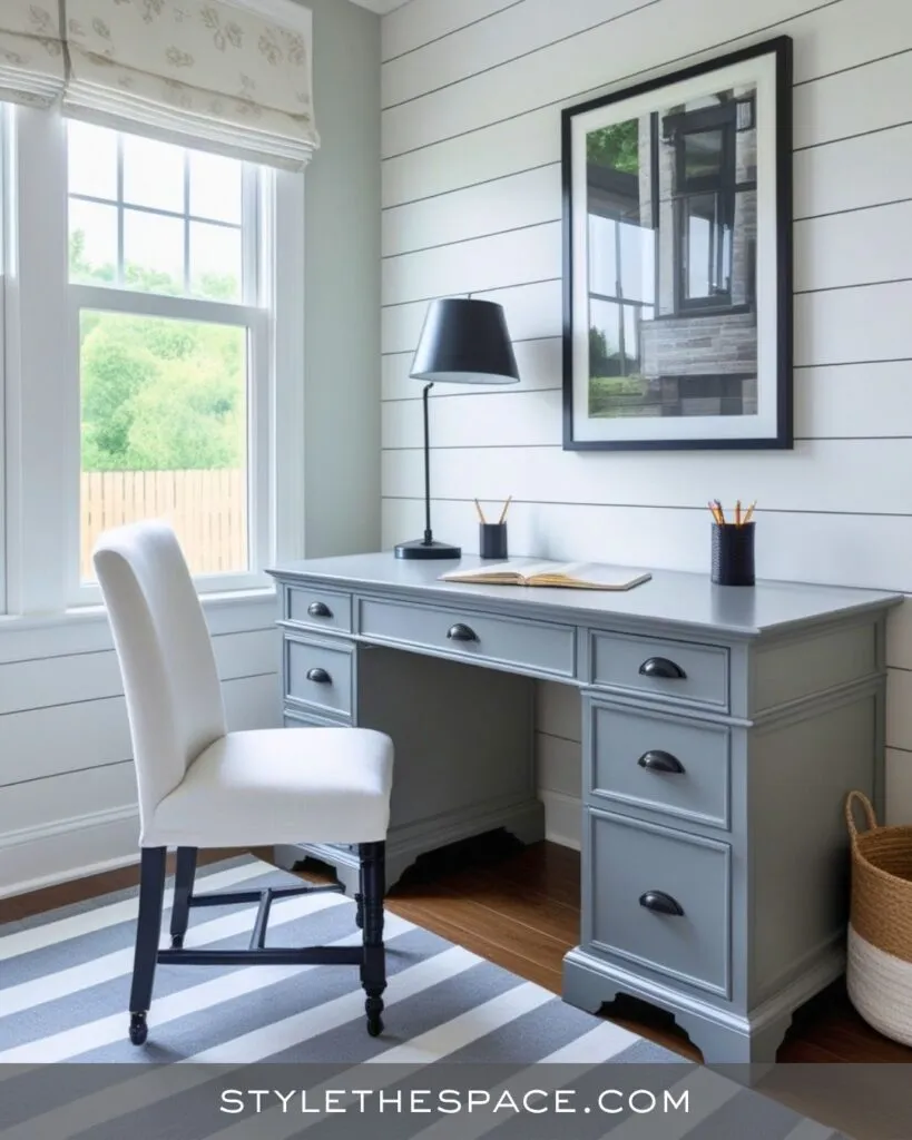 Chic Monochrome Retreat: Black, White, and Gray Office Vibes