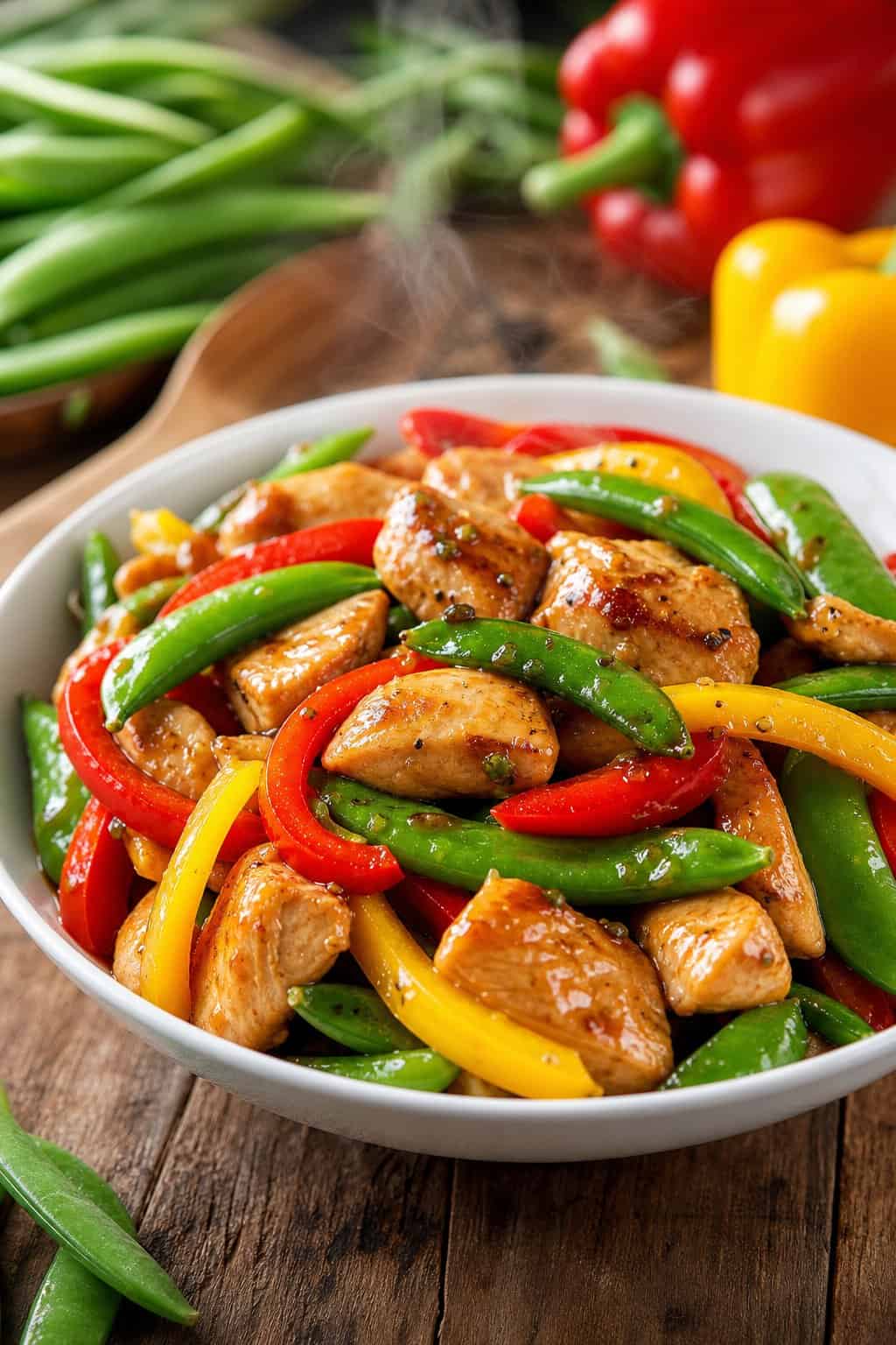 Sizzling Chicken Stir-Fry with Snap Peas and Colorful Peppers