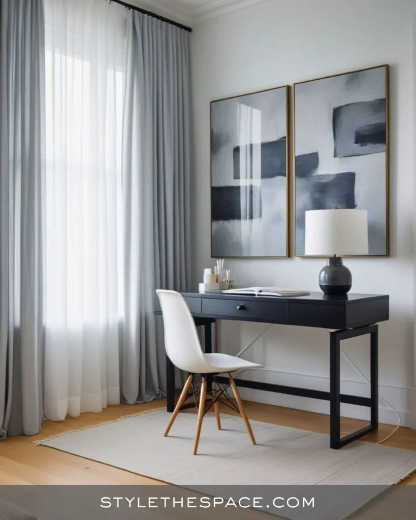 Contemporary Calm: Monochrome Elegance in Your Home Office