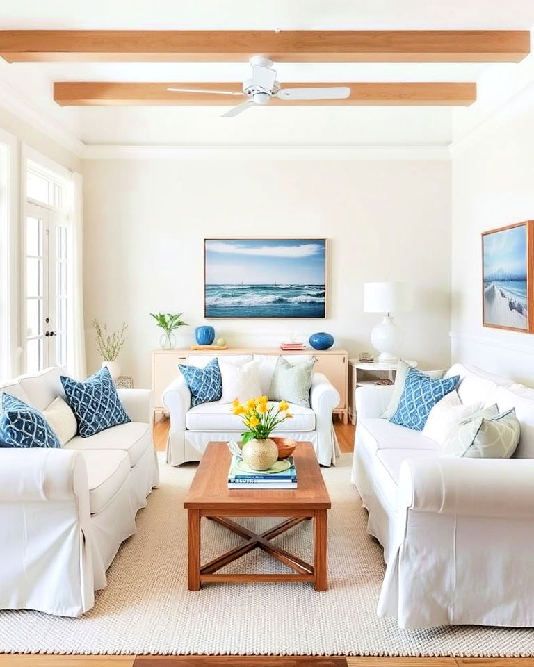 Relaxed Beach Vibes with Slipcovered Seating