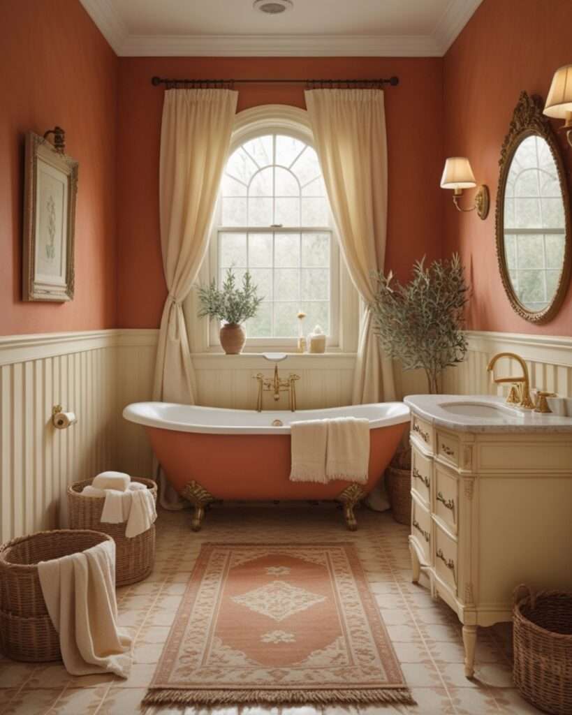 Timeless Terracotta Bathroom with Soft Cream Highlights