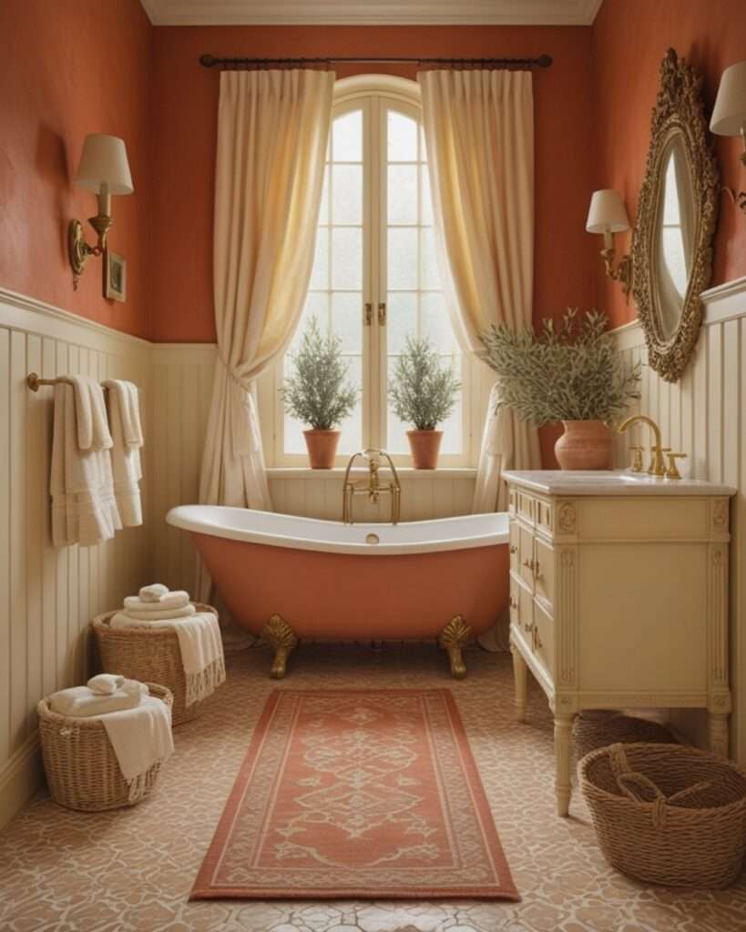Timeless Terracotta Bathroom with Soft Cream Highlights