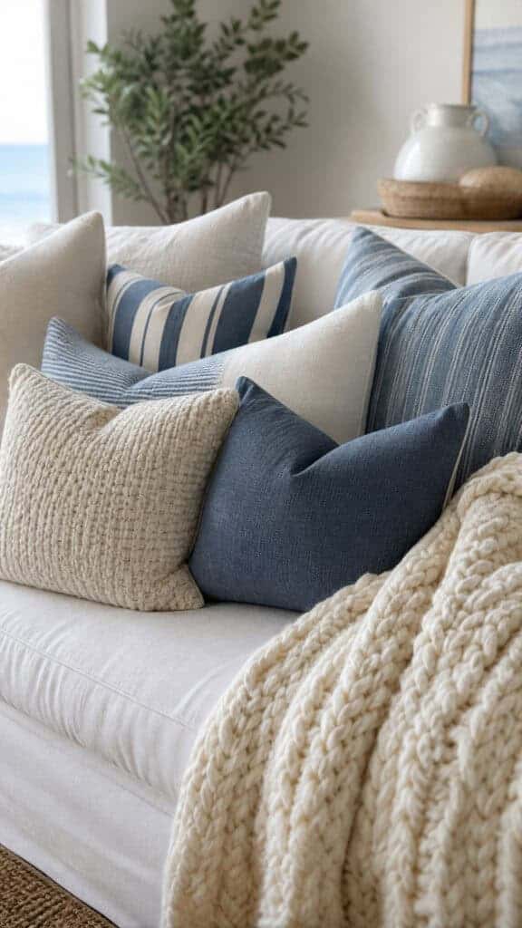 Mix Serene Blues and Crisp Whites in Your Textiles