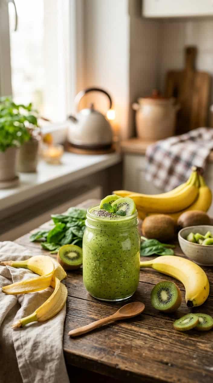 Tropical Green Bliss: Kiwi Banana Power Smoothie