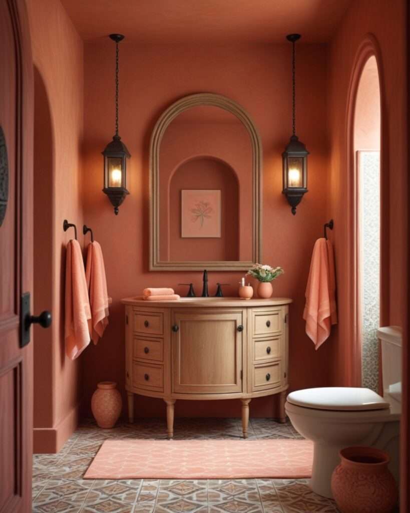 Warm Terracotta Bathroom with Gentle Coral Highlights