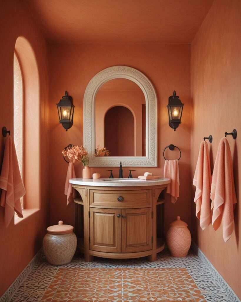 Warm Terracotta Bathroom with Gentle Coral Highlights