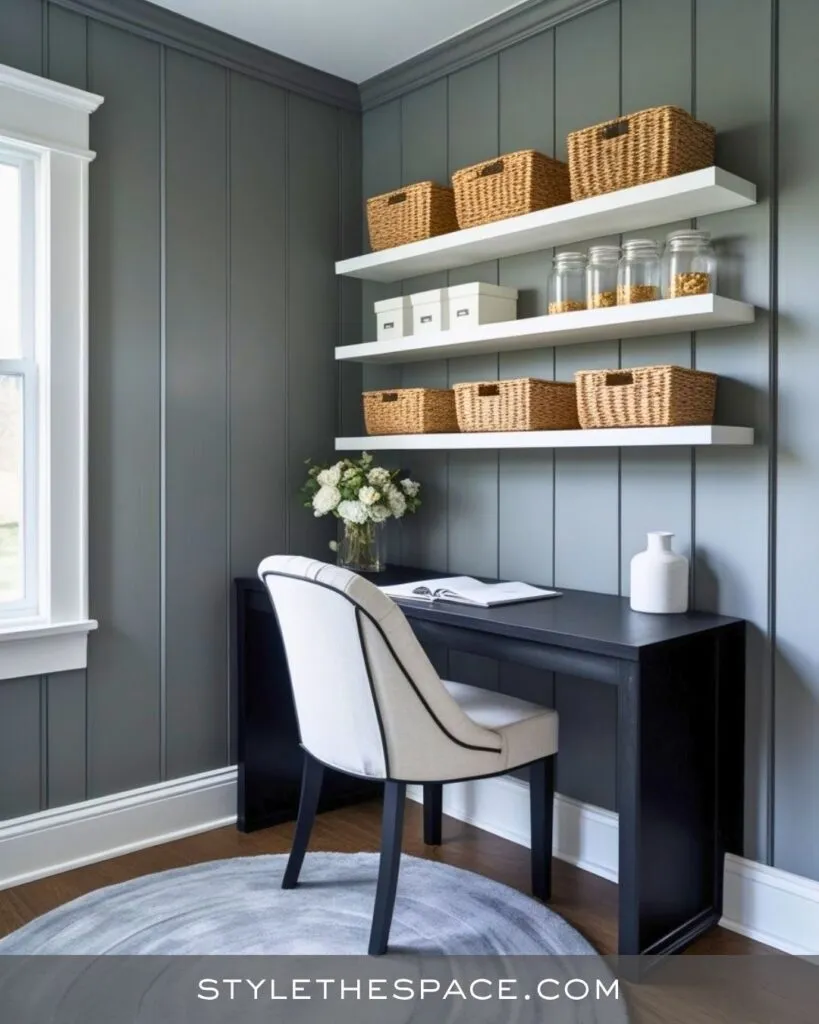 Chic and Cozy Monochrome Workspace