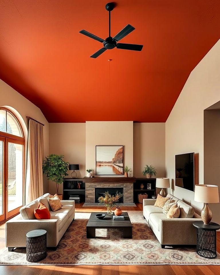Warmth Above: Embrace a Terracotta Ceiling for Inviting Ambiance
