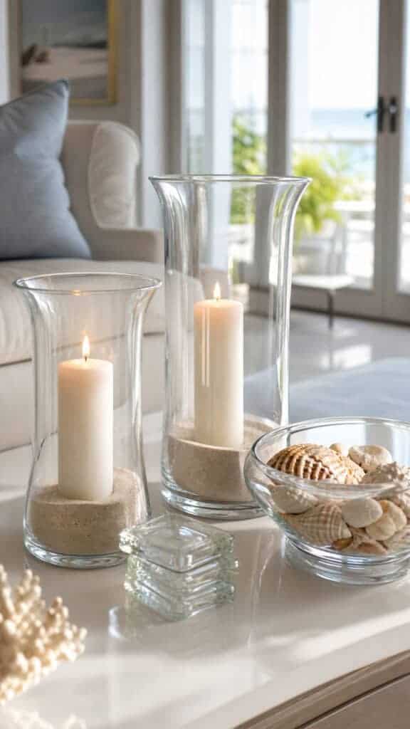 Embrace Glass and Clear Accents for a Breezy Coastal Vibe