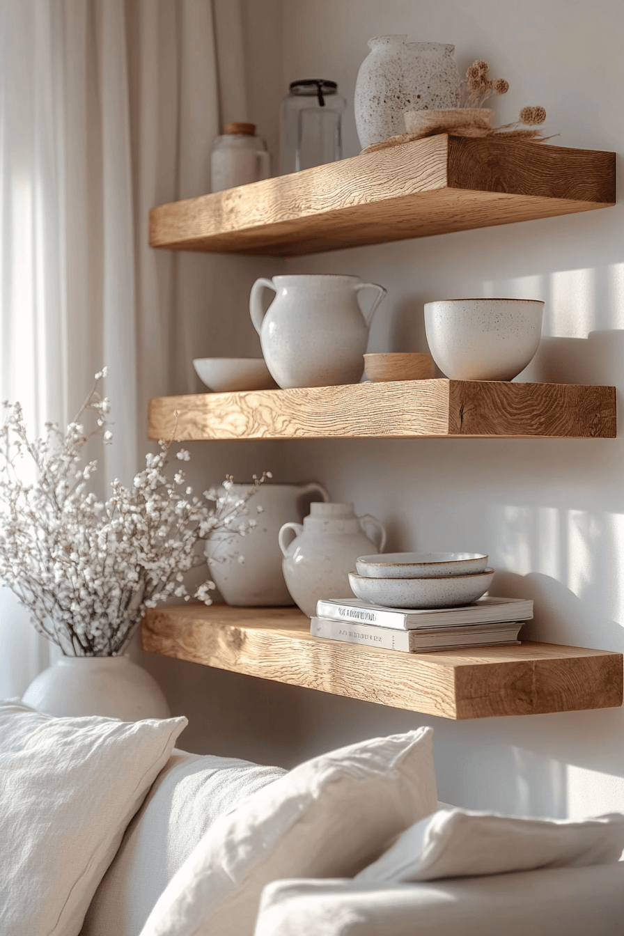 Elevated Elegance with Wooden Shelves