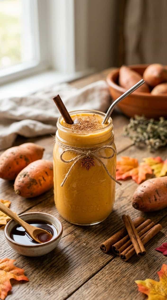 Velvety Autumn Bliss: Maple-Infused Sweet Potato Smoothie