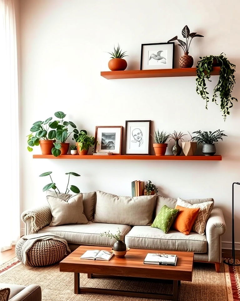 Warm Terracotta Shelves: A Stylish Haven for Your Treasures
