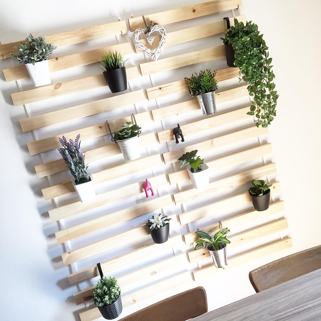 Vertical Garden with Repurposed Bed Slats