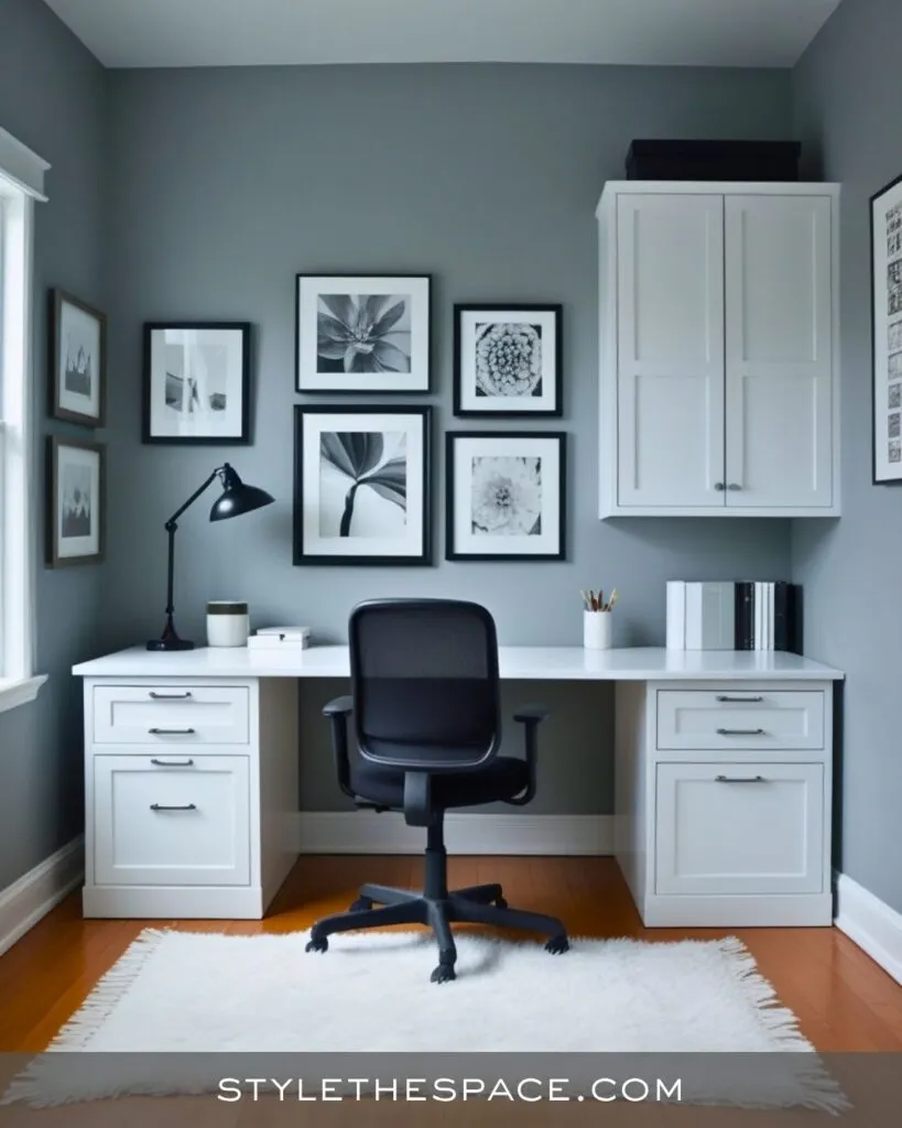Chic Monochrome Harmony for a Home Workspace