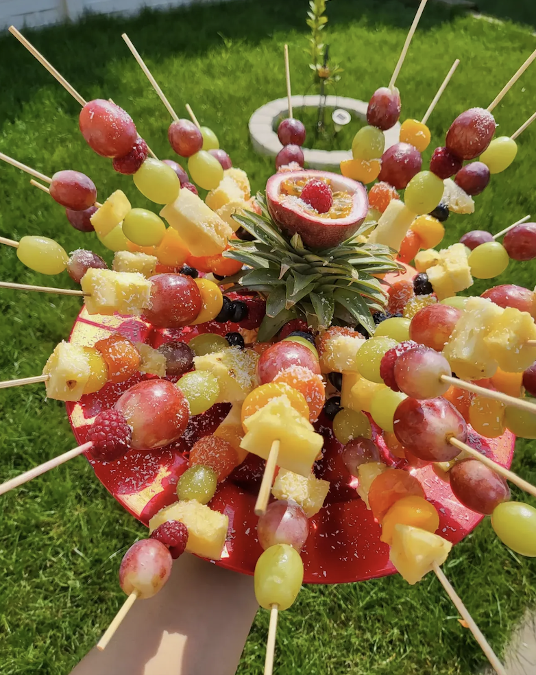 Vibrant Fruit Bloom Skewers
