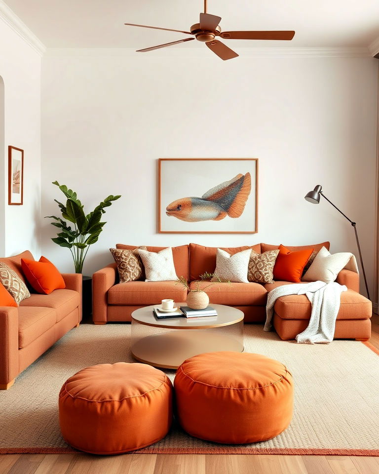 Earthy Terracotta Poufs: Cozy and Versatile Seating Solutions